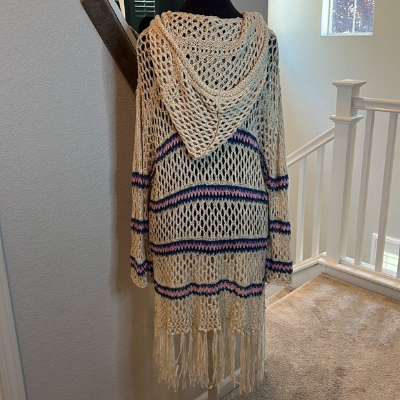 POL Cream and Purple Knit Hooded Cardigan - Picture 5 of 8